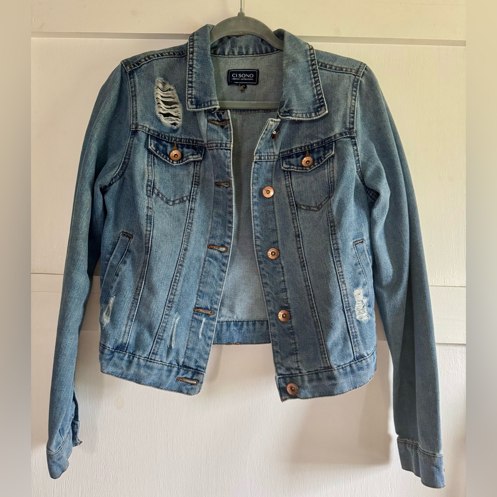 Ci Sono Women's Distressed Denim Jacket